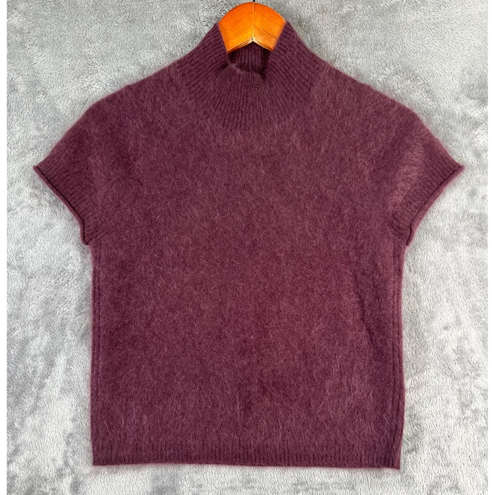 ME+EM 100% Cashmere Jumper Sweater XS Burgundy Mock Neck Pullover - Picture 2 of 9